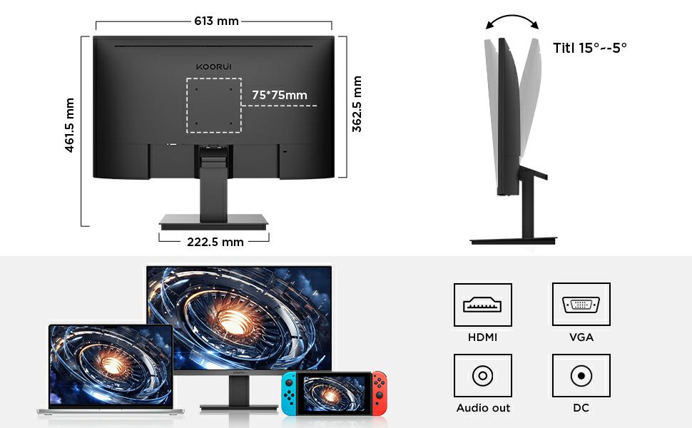 Koorui Computer Monitor  Koorui 27 Inch Computer Monitor